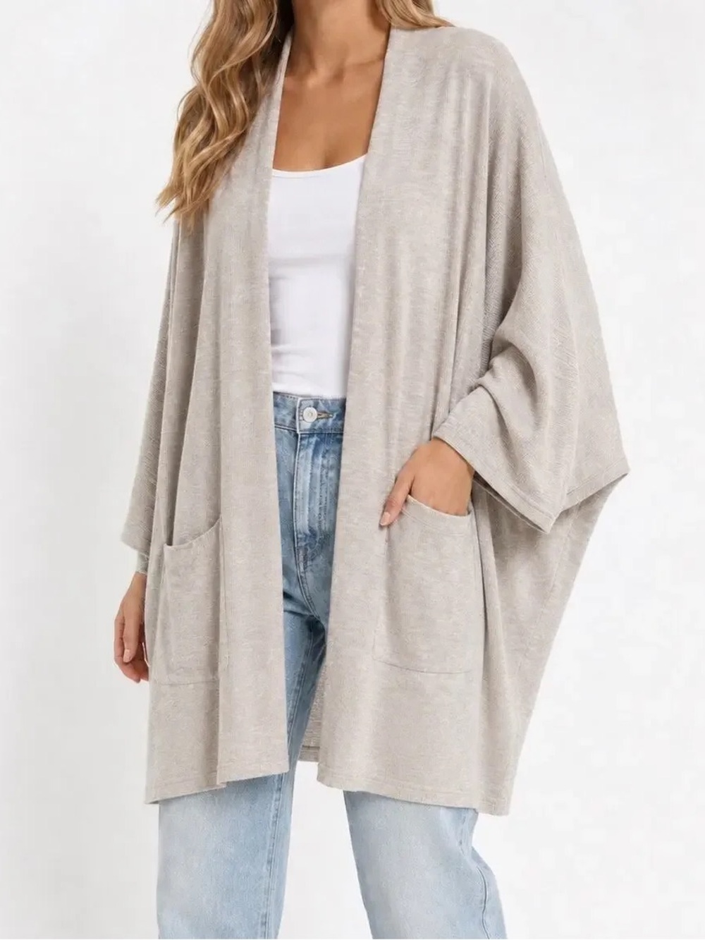 DONNI. Sandwashed Ribbed Relaxed Open Cardigan. OSFA.